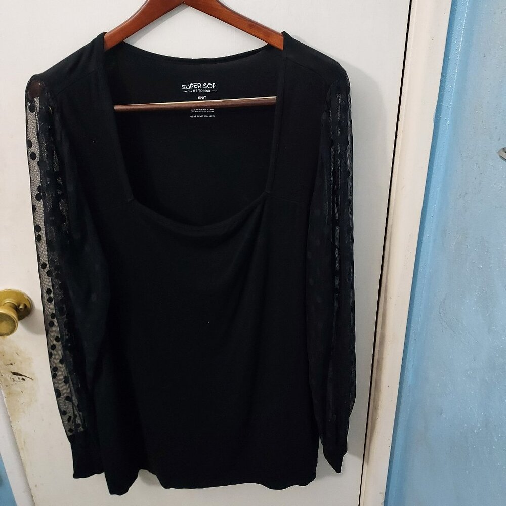 Women's Torrid Top, Square Neck, Black, 3XL
